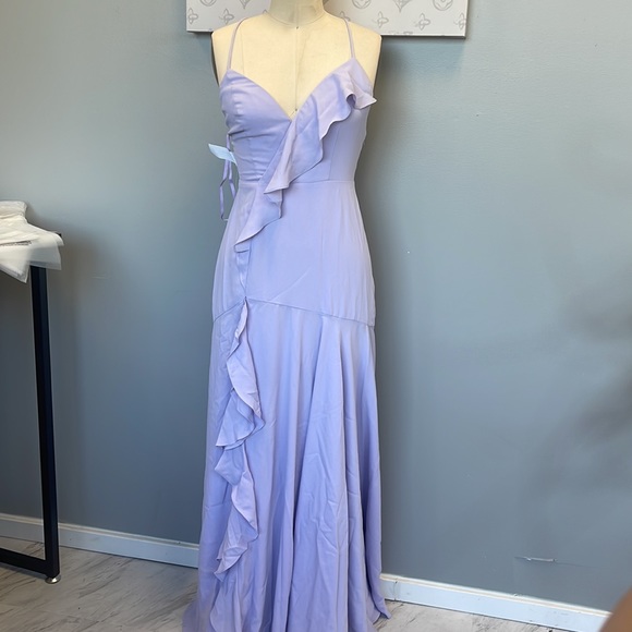 Fame and Partners Calais Lavender Strappy Back Dress with Ruffle Detail NWT - Picture 3 of 5